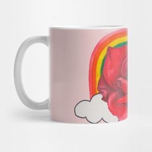 Red rose in rainbow Mug